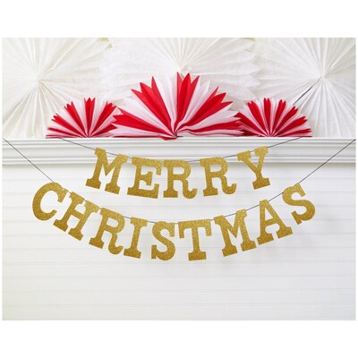 Merry Christmas Decoration - 5 inch tall letters - Holiday Banner Xmas Party Sign Fireplace Decor - image1